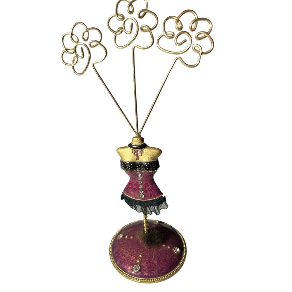 Vintage Rue Moliere Photo Clip Maroon Enamel Red Rhinestones Mannequin